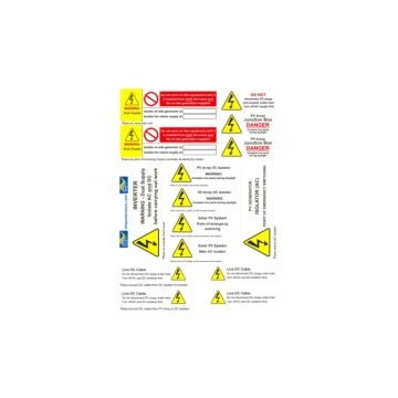 Solar Safety Label Sheet